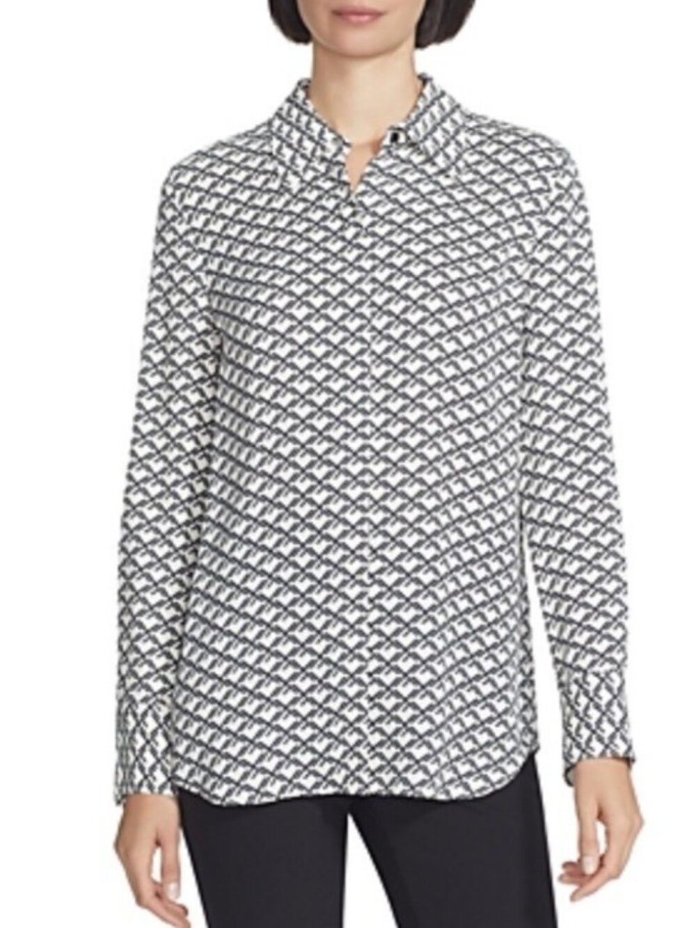 Women's Lafayette 148 New York Julianne Print Blouse, Size Medium - White